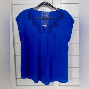 Daniel Rainn Royal Blue Capped Sleeve Blouse